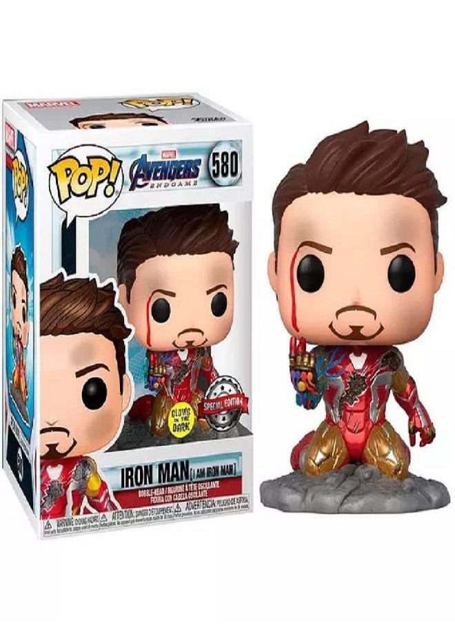 Funko - Funko Pop! Avengers Endgame: I Am Iron Man Glow-in-The-Dark Deluxe Vinyl Figure, Multicolored - Image 1