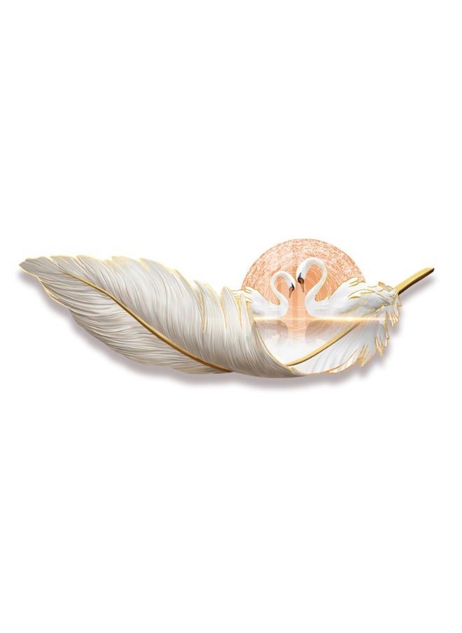 LED lighted art painting with feather and swan design with remote