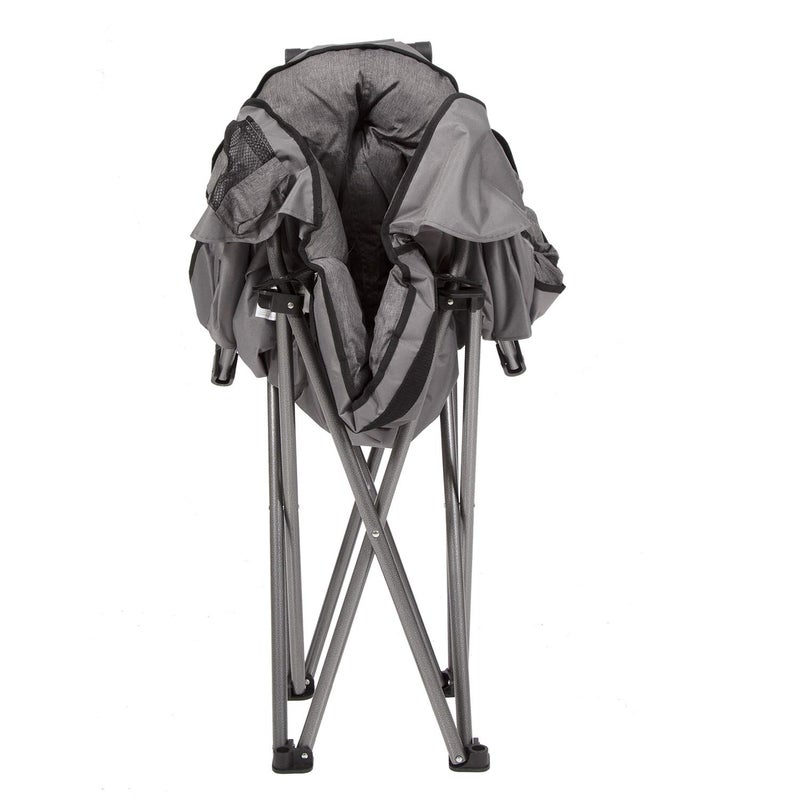 MacSports C932S-129 Padded Cushion Outdoor Folding Lounge Patio Club Chair, Gray - Image 5