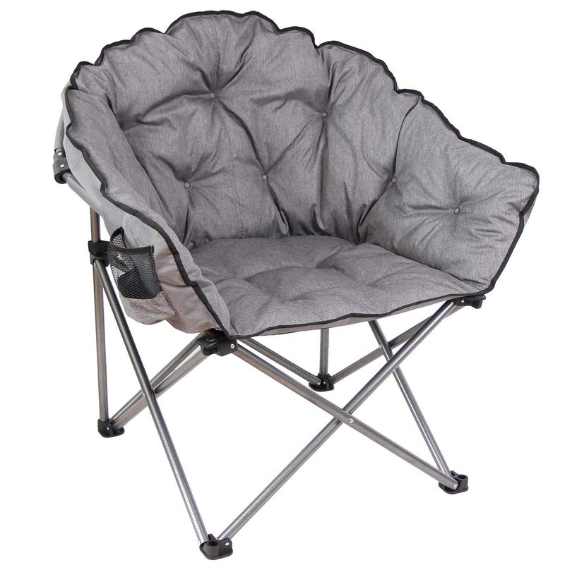 MacSports C932S-129 Padded Cushion Outdoor Folding Lounge Patio Club Chair, Gray - Image 1