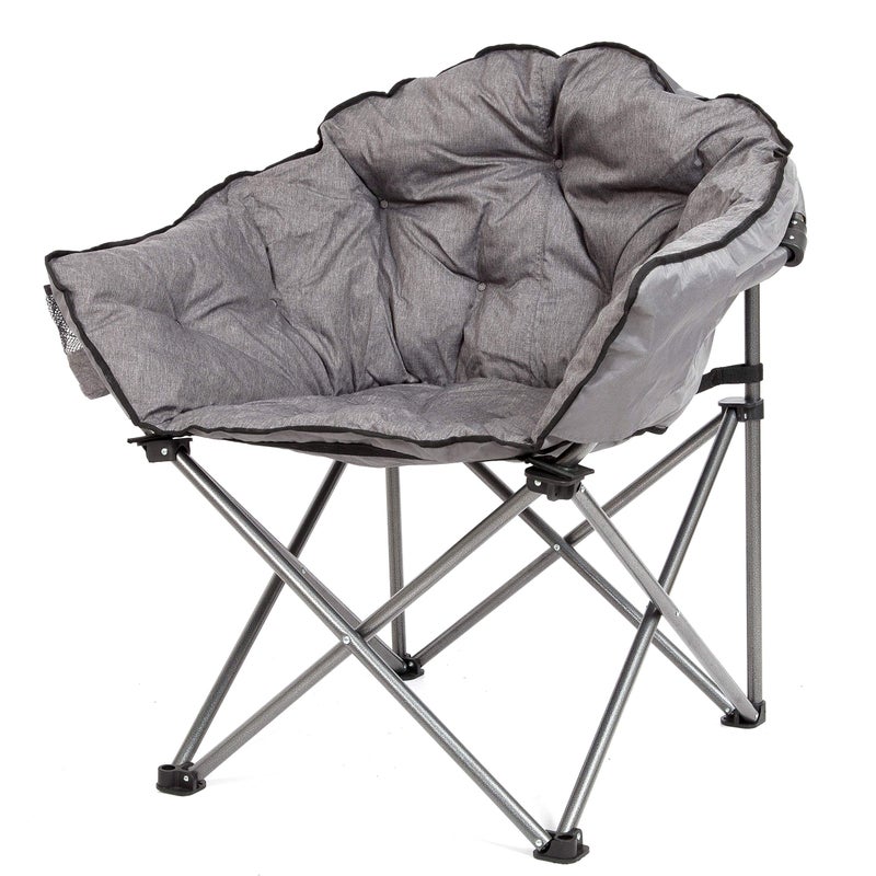 MacSports C932S-129 Padded Cushion Outdoor Folding Lounge Patio Club Chair, Gray - Image 3