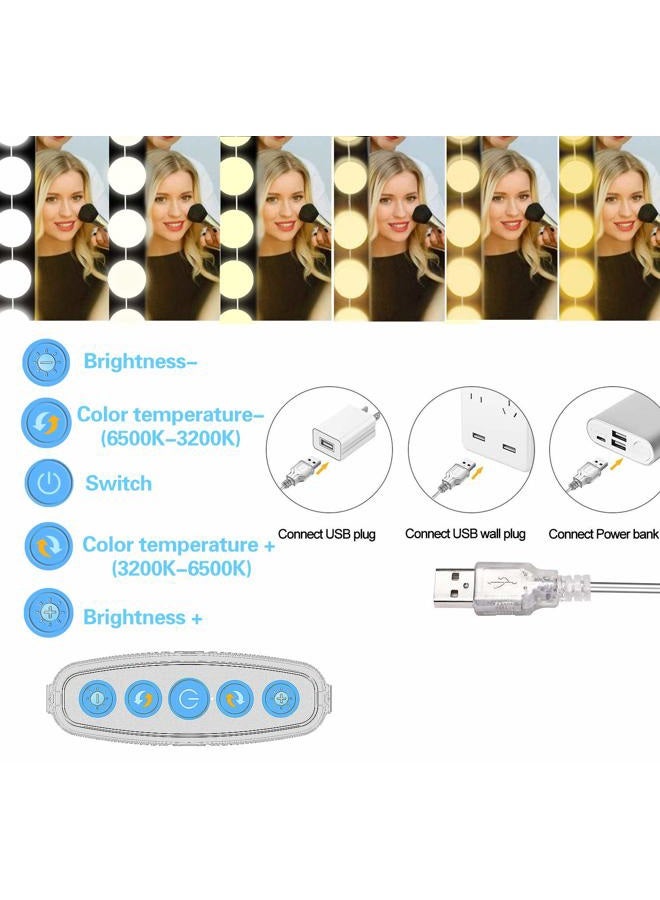 SICCOO أضواء مكياج للمرآة، أضواء مرآة هوليوود LED مع 14 لمبة قابلة للتعتيم، كابل USB، أبيض - Image 4