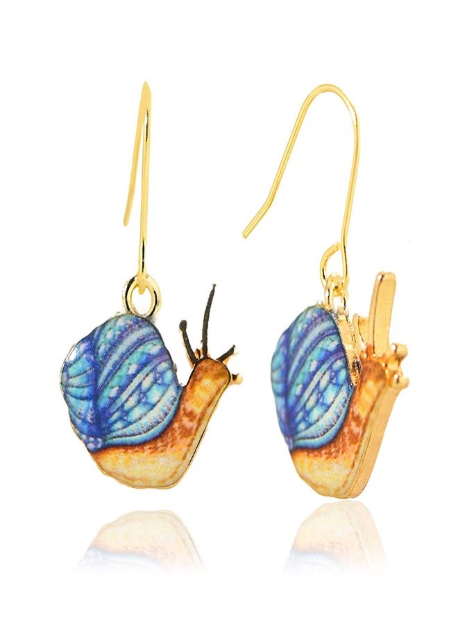 Spinningdaisy Lovely Dangling Animal Earrings | For Animal Lovers (Snail Blue) - Image 1