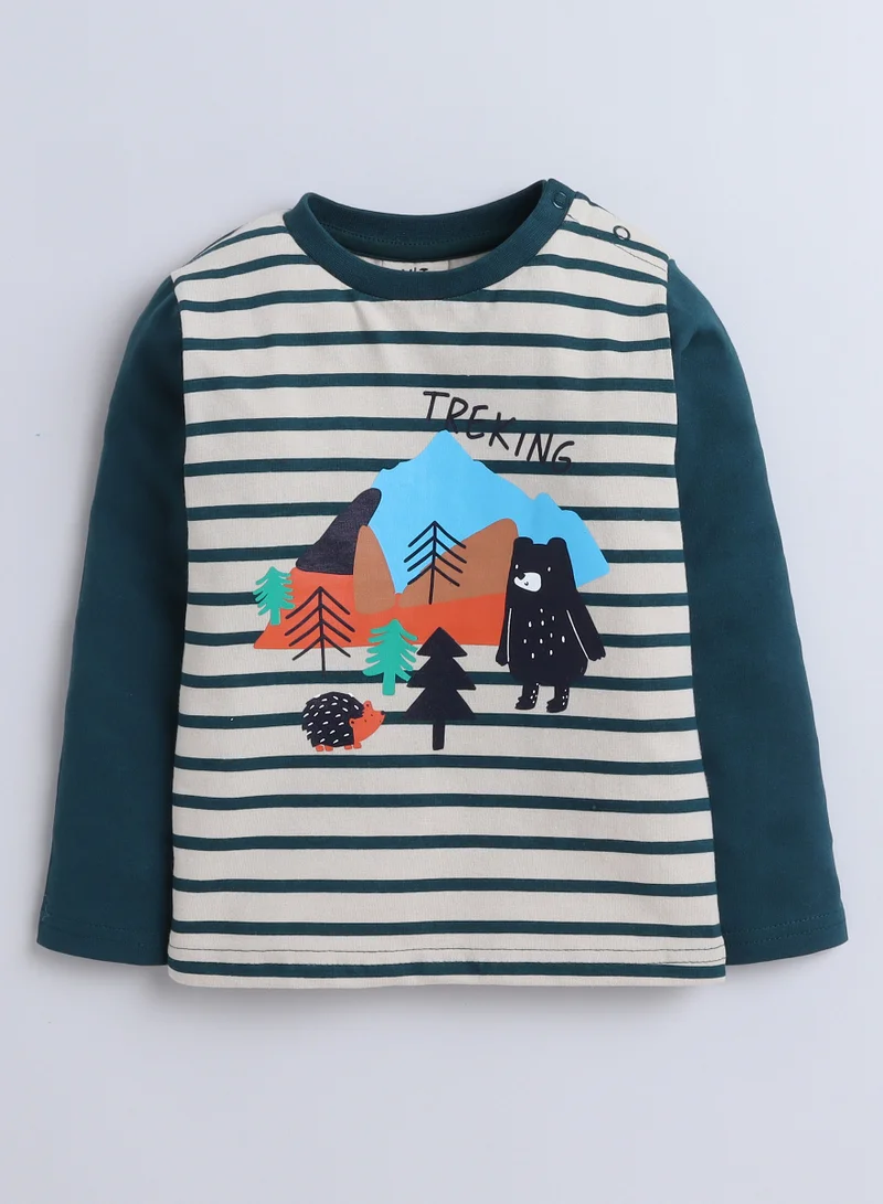 victor and jane Boys' 3-Piece Set - Stripe Long tee, Dark Green fullzipper Hoody Jacket and Dark Green Jogger sets ,