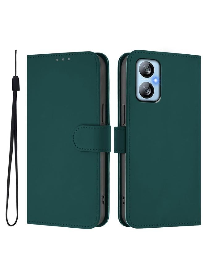 Case For Blackview A52 / A52 Pro Skin Feel Solid Color Leather Phone Case with Lanyard