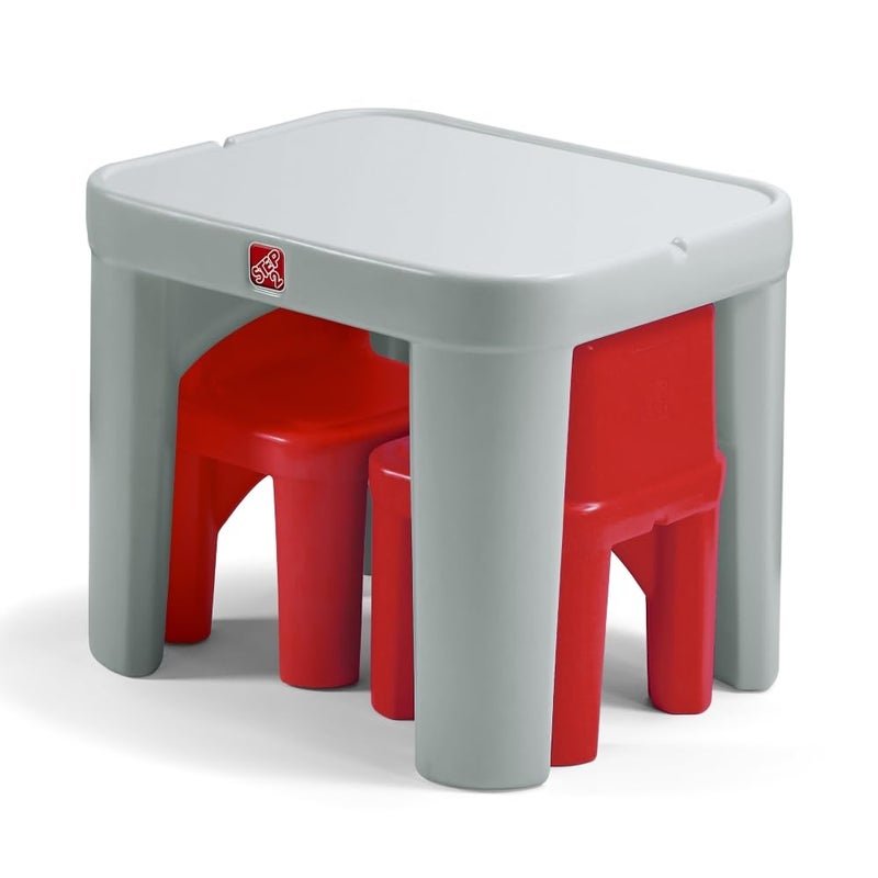 Step2 Mighty My Size Kids Table & Chair Set, Playroom Activity Table for Arts & Crafts, Made of Durable Plastic, For Toddlers 2+ Years Old, Gray & Red - Image 4