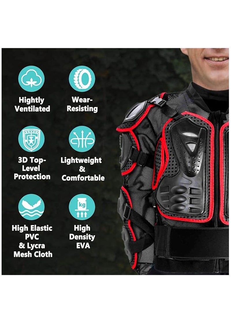 Arabest - motorcycle safety jacket, Motorcycle Protective Jacket, Adjustable Riding Jacket Armor, Spine Chest Protection Gear for Dirt Bike Skiing Cycling Motorcycle(Red) - Image 1