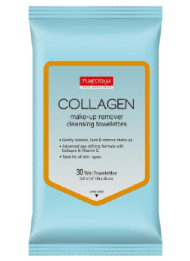 Purederm - COLLAGEN Make-up Remover Cleansing Towelettes 30sheets. - Image 1