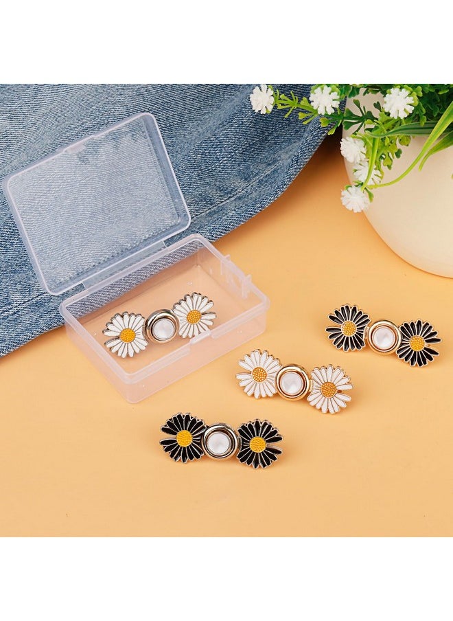 TOOVREN - Pant Waist Tightener Detachable Jean Buttons For Loose Jeans No Sew And No Tools Button Pins For Jeans Adjustable Jean Buttons Pins Daisy Flower Instant Pants Button Tightener 4 Sets - Image 1