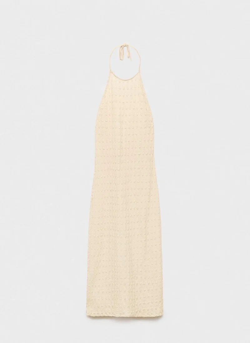 MANGO Halter-neck crêpe dress