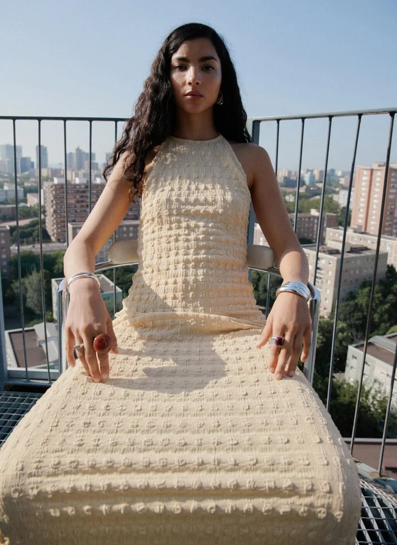 MANGO Halter-neck crêpe dress