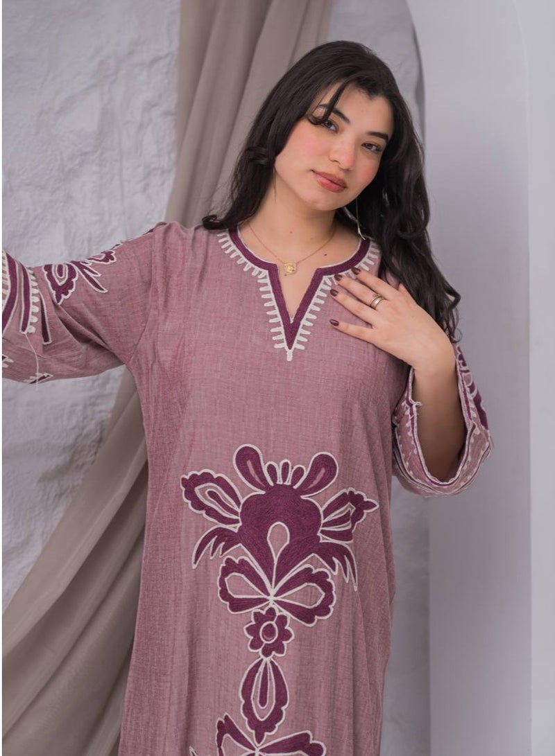 افندينا  جلابية كتان بتفاصيل دقيقه تضفي لمسة من الفخامةA-386 - Image 2