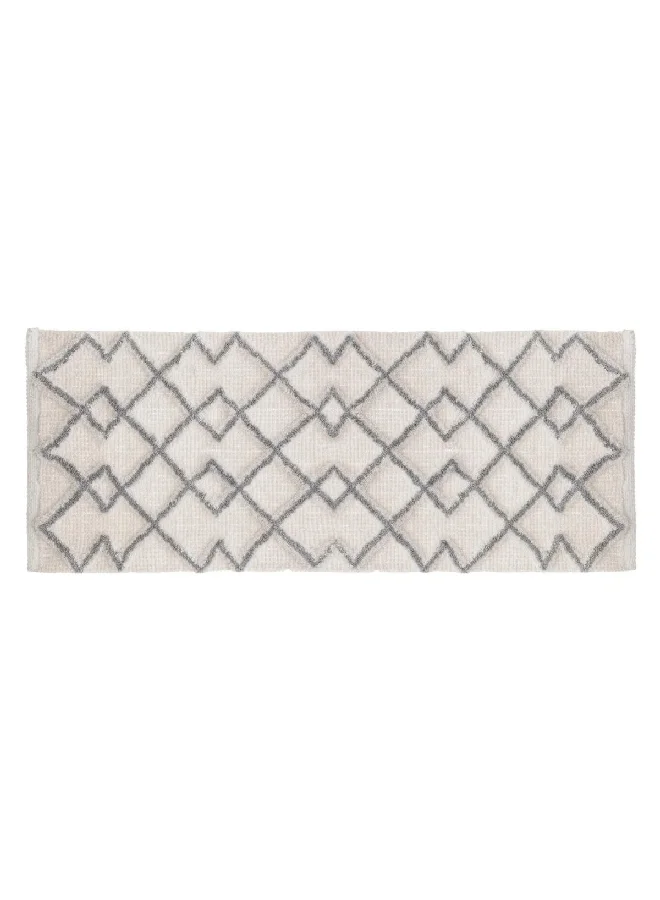 Five Simply Smart Ethnic Design Cotton Bath Mat White and Grey 50 x 120 cm 174714B