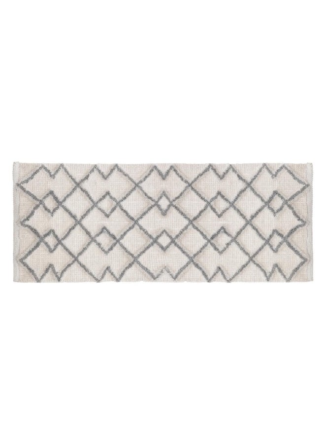 Five Simply Smart Ethnic Design Cotton Bath Mat White and Grey 50 x 120 cm 174714B - Image 1