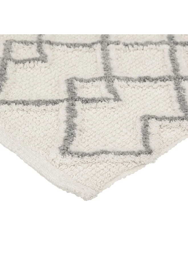 Five Simply Smart Ethnic Design Cotton Bath Mat White and Grey 50 x 120 cm 174714B