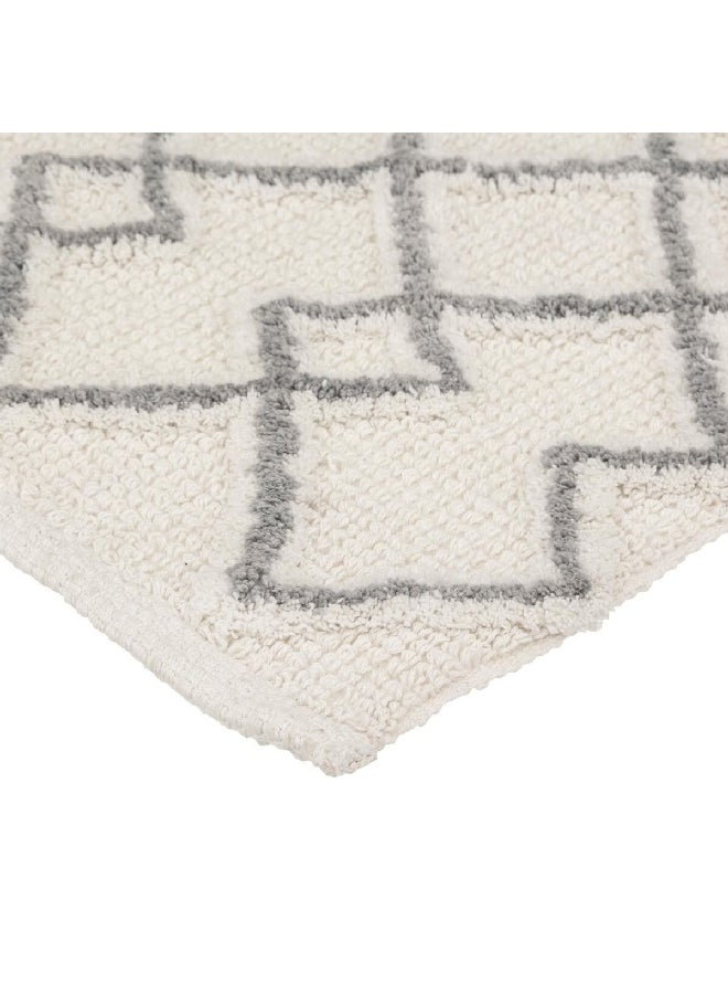 Five Simply Smart Ethnic Design Cotton Bath Mat White and Grey 50 x 120 cm 174714B - Image 2