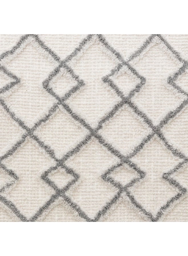 Five Simply Smart Ethnic Design Cotton Bath Mat White and Grey 50 x 120 cm 174714B - Image 3