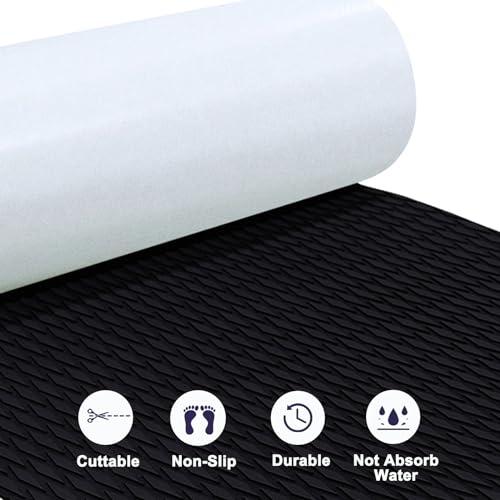 HZshark Surfboard Traction Pad 31.5" x21.6" EVA Foam Deck Grip Mat with Adhesive, Anti-Slip Trimmable EVA Sheet for Boat Deck, Surfboard, Skimboard, SUP, Kayak, Pool Step, Yacht - Image 5