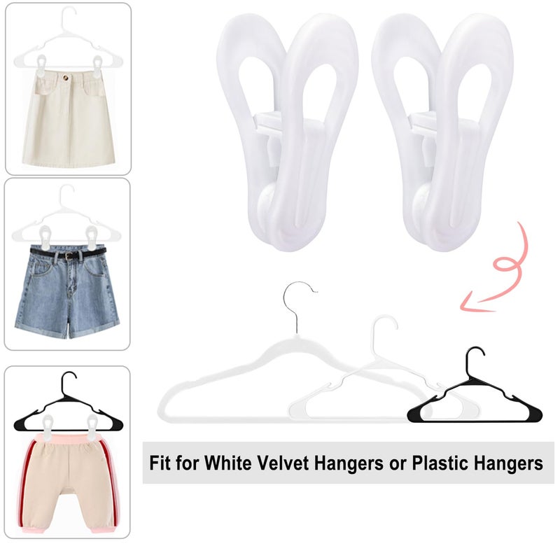 Tofiigrem White Hanger Clips For Plastic Hangers 60 Pack  Multi-Purpose Plastic Clips Easily Add On Clothes Skirt Hangers  Strong Finger Clips For Home  Office  Closet - Image 2