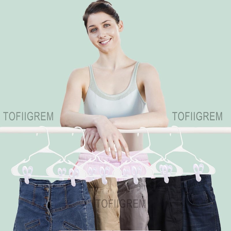 Tofiigrem White Hanger Clips For Plastic Hangers 60 Pack  Multi-Purpose Plastic Clips Easily Add On Clothes Skirt Hangers  Strong Finger Clips For Home  Office  Closet - Image 3
