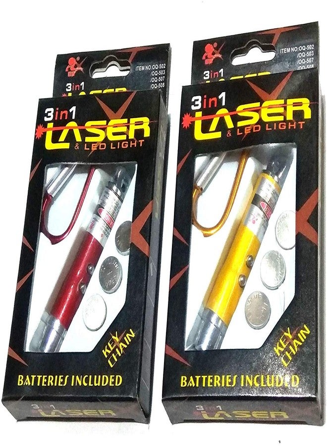 Shivsoft 3 in 1 Laser LED Light Key Chain Combo Pack (Multicolour, 7/1.5 cm) | Metal - Image 3