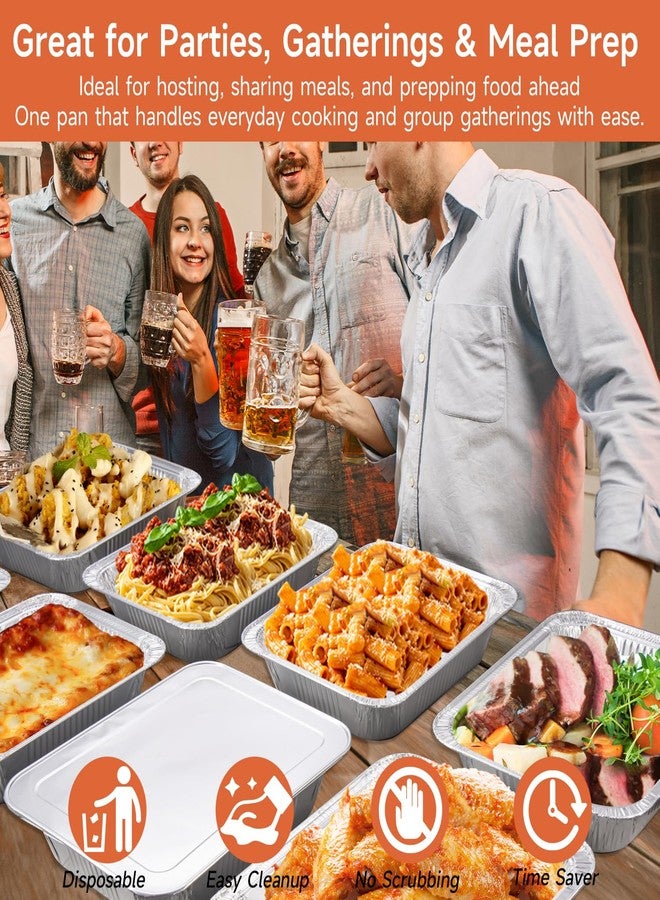 Lideropa Half Size Aluminum Pans - 30 Pack 9x13 Inch Aluminum Foil Pans, Heavy Duty Disposable Aluminum Pans for Cooking, Storing, Prepping, and Freezing Food - Image 3