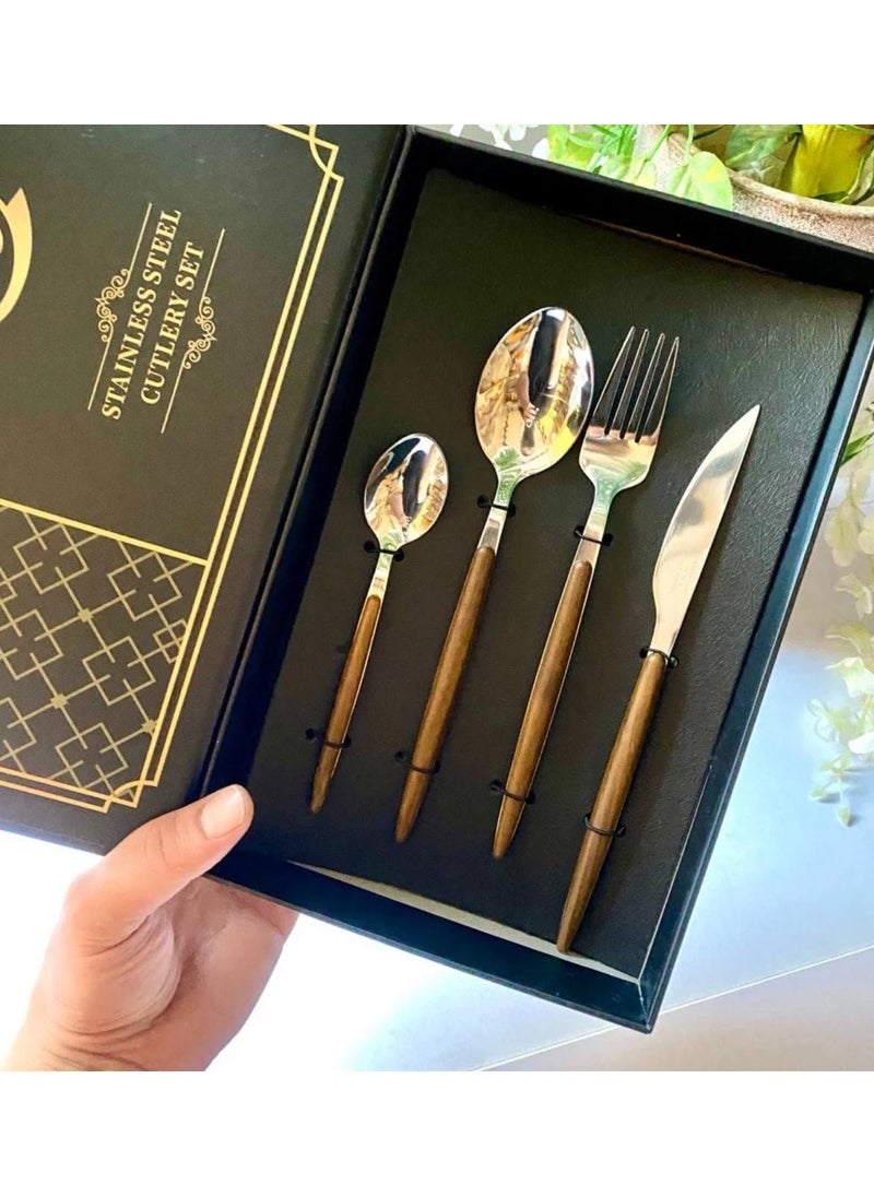 ماركة غير محددة طقم معالق استانلس  الطقم مكون من 24ق  6معالق كبار  6معالق صغيرين  6شوك  6سكاكين  - Image 2