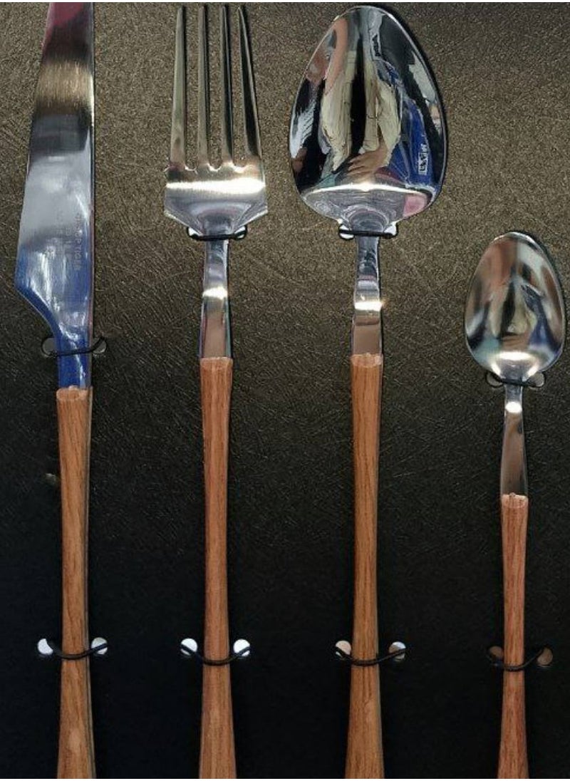 ماركة غير محددة طقم معالق استانلس  الطقم مكون من 24ق  6معالق كبار  6معالق صغيرين  6شوك  6سكاكين  - Image 4