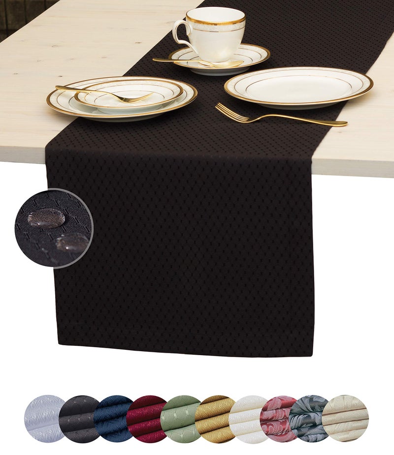 Black Table Runner 36 inch Waterproof Dresser Scarf Outdoor Coffee Table Runner Elegant Dining Table Runners for Fiesta Dinner Parties Events Wedding Decor Thanksgiving Halloween Christmas