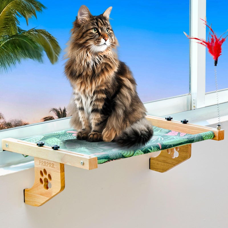 PRRPRR Cat Window Perch for Large Cats Inside, Sturdy Cat Window Hammock Seat with Cooling Mat, Adjustable Cats Platform Bed Shelf Fits Windowsill, Bedside, Desk, Drawers and Cabinet - Image 1