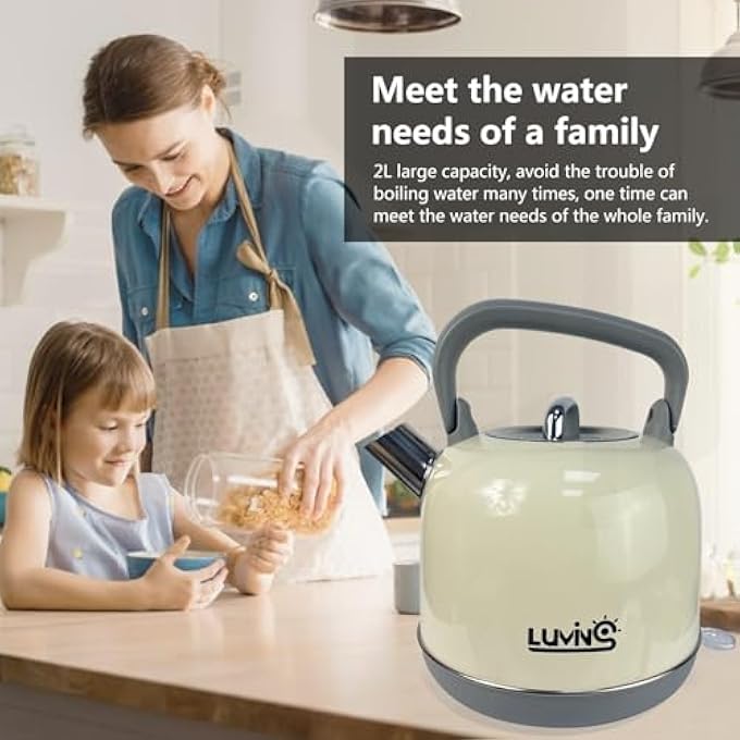 Lumins Stainless Steel Electric Tea Kettle With Auto ShutOff And Boil Dry Protection 17 Liter Cordless Hot Water Boiler With Swivel Base Beige - Image 3