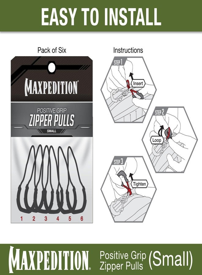 Maxpedition Small Zipper Pulls Pack Of 6 Luggage Tag, 2 cm, Black - Image 2
