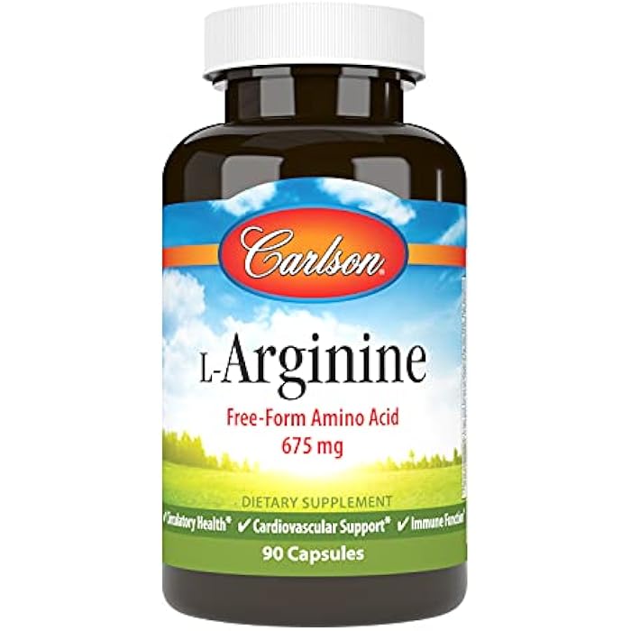 Carlson - L-Arginine, 675 mg, Promotes Healthy Circulatory & Cardiovascular System, 90 capsules - Image 1