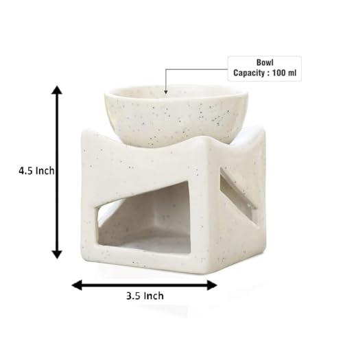 Mkd2 Rise Ceramic Clay Candle Operated Aroma Burner Oil Diffuser Lamp/Oil Burner with 2 Tealight (White) - Image 4
