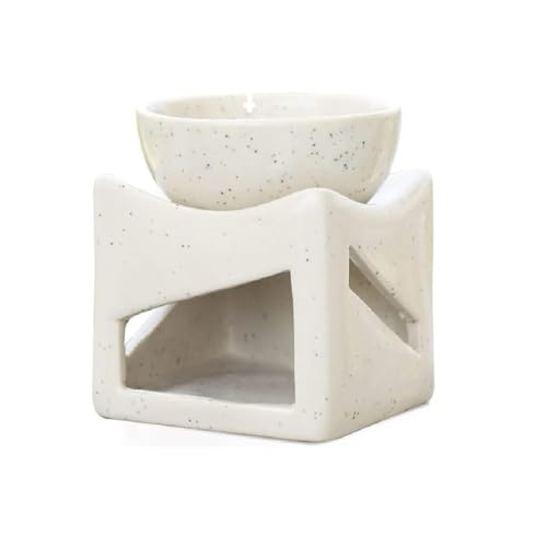 Mkd2 Rise Ceramic Clay Candle Operated Aroma Burner Oil Diffuser Lamp/Oil Burner with 2 Tealight (White) - Image 5
