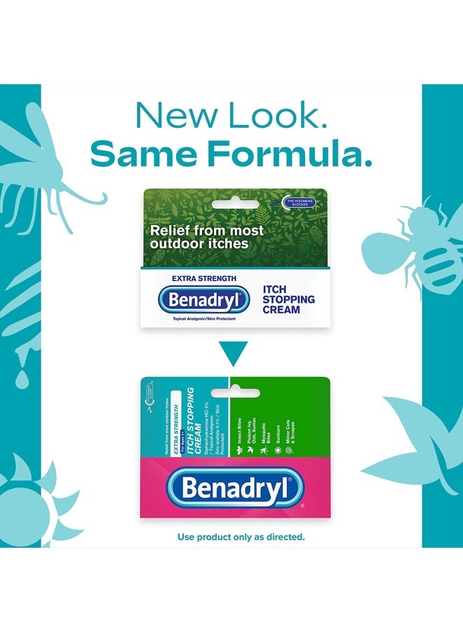 Benadryl Extra Strength Anti-Itch Topical Cream with 2% Diphenhydramine HCI & for Itch Relief of Outdoor Itches Associated with Poison Ivy, Insect Bites & More, 3 x 1 oz - Image 2