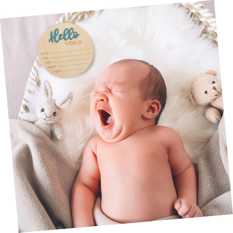 Personalized Wooden Round Birth Announcement Sign For Newborn Photography And Baby Shower Decor - Image 4