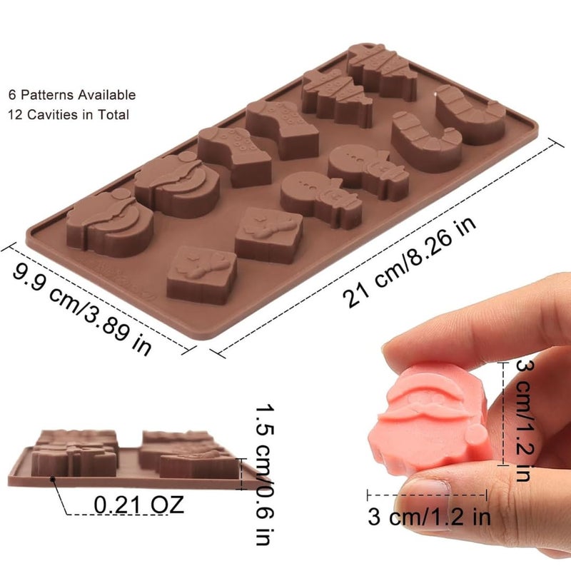 Skytail Skytail 12 Cavity Christmas Silicone Chocolate Mould Xmas Tree Santa Snowman Christmas Sock Cane Gift Box Shape Baking Xmas Chocolate Candy Gummy Cake Decoration Cupcake Topper Jelly Party Snacks - Image 2