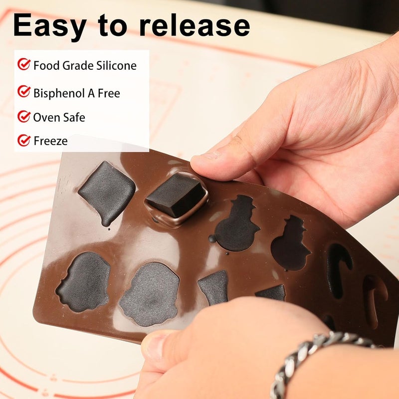 Skytail Skytail 12 Cavity Christmas Silicone Chocolate Mould Xmas Tree Santa Snowman Christmas Sock Cane Gift Box Shape Baking Xmas Chocolate Candy Gummy Cake Decoration Cupcake Topper Jelly Party Snacks - Image 4