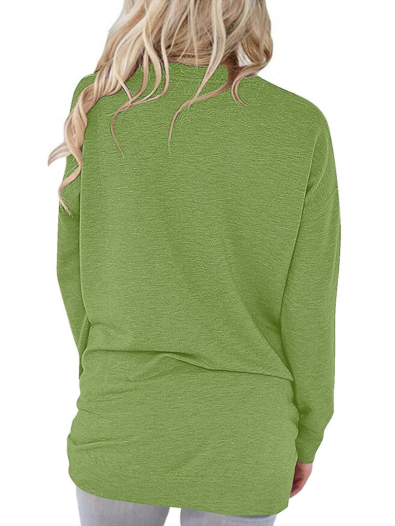onlypuff Tops for Women Casual Loose Fit Pocket Shirts Graphic Fall Fashion Top Ladies Blouse Green XXL - Image 3
