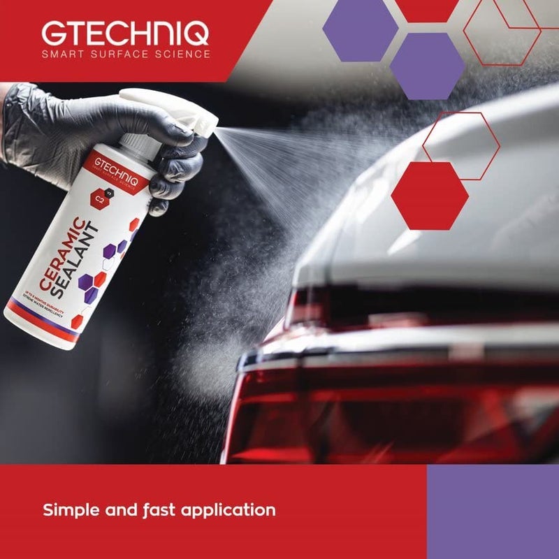 Gtechniq جيتكنيك C2 سيلانت سيراميكي للسيارات، حماية طلاء السيارة، الزخارف، الإطارات والنوافذ، لمعان عالي، سهل التطبيق - 500 مل (يكفي لـ 2-3 سيارات كبيرة) - Image 2