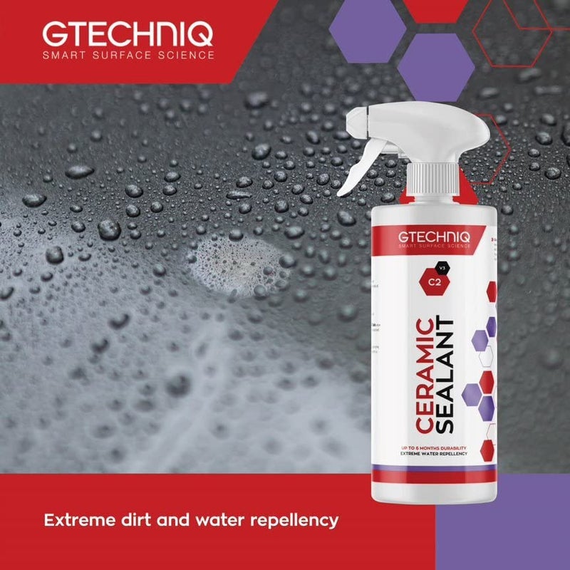 Gtechniq جيتكنيك C2 سيلانت سيراميكي للسيارات، حماية طلاء السيارة، الزخارف، الإطارات والنوافذ، لمعان عالي، سهل التطبيق - 500 مل (يكفي لـ 2-3 سيارات كبيرة) - Image 3