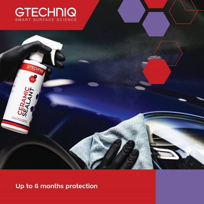 Gtechniq جيتكنيك C2 سيلانت سيراميكي للسيارات، حماية طلاء السيارة، الزخارف، الإطارات والنوافذ، لمعان عالي، سهل التطبيق - 500 مل (يكفي لـ 2-3 سيارات كبيرة) - Image 4