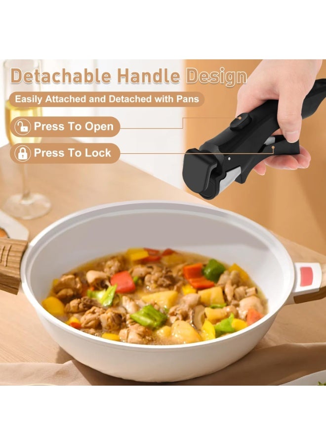 Bukela Removable Handle for Pots and Pans Black - Universal Detachable Pan Handle - Heat-Resistant Plastic, Stainless Steel, Silicone - Black - Image 5
