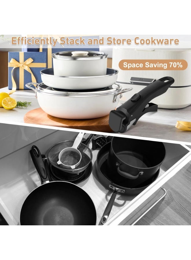 Bukela Removable Handle for Pots and Pans Black - Universal Detachable Pan Handle - Heat-Resistant Plastic, Stainless Steel, Silicone - Black - Image 3