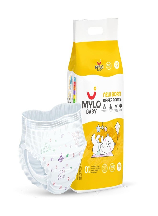 Mylo Baby Diaper Pants Newborn (NB) Size Upto 5 kg Babies Leak Proof | Lightweight | Rash Free | Upto 12 Hours Protection | ADL Technology | with Zinc Oxide Layer (New Born Pants, 78, count) - Image 1