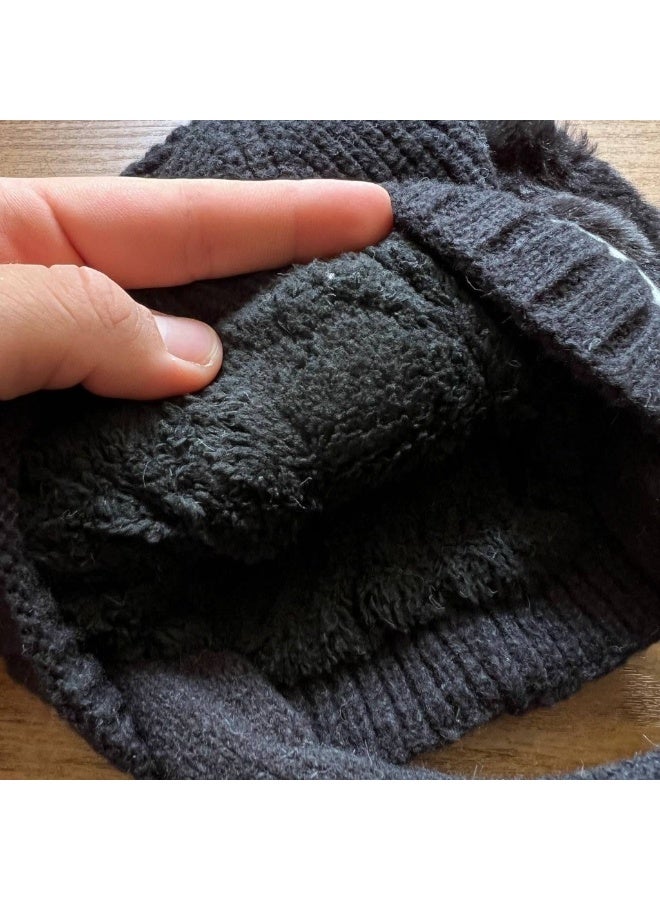 zoba Cute cartoon design winter hat for kids - soft wool hat with a push mechanism to move the ears - interactive and fun for children - warm and lightweight with push balls at the ends - suitable for girls and boys (black) - Image 4