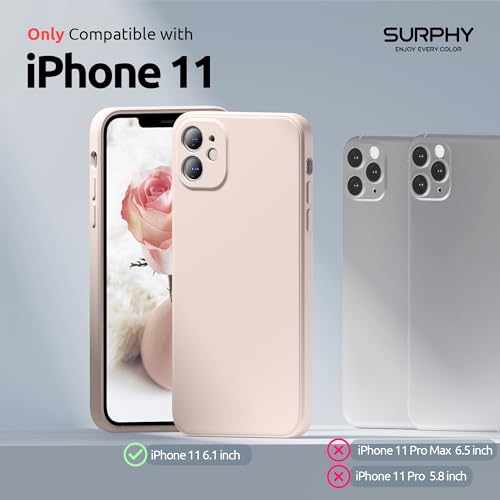 SURPHY Design for iPhone 11 Case with Camera Protection, Straight Edge Slim Design, Liquid Silicone Phone Case for Phone 11 6.1 inches, Light Pink - Image 2