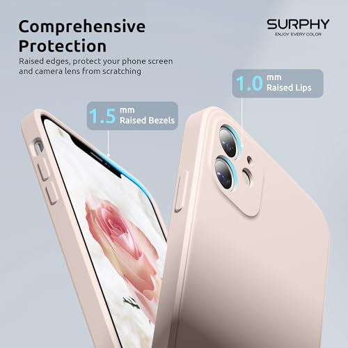 SURPHY Design for iPhone 11 Case with Camera Protection, Straight Edge Slim Design, Liquid Silicone Phone Case for Phone 11 6.1 inches, Light Pink - Image 4