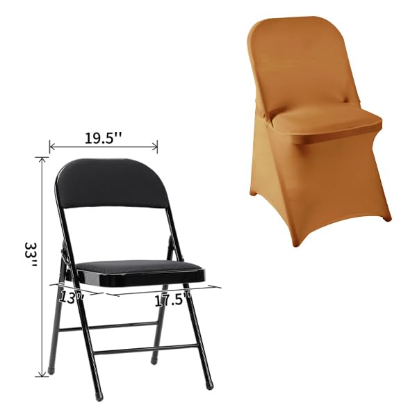 eccwai 12 PCS Waterproof Stretch Spandex Folding Chair Covers  Dining Room Chair Slipcovers Protector for Wedding  Banquet  Party  Holidays  Celebration and Decoration(Gold) - Image 2
